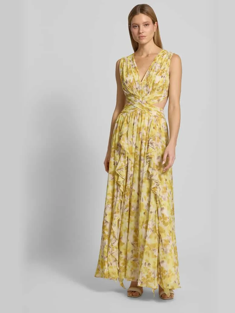 ADLYSH regular fit maxijurk met allover bloemenprint Geel