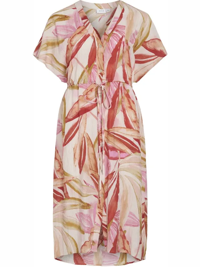 Vila VILIMIA PRI V-NECK S/S MIDI DRESS/PB - Dames - Mini jurken Fiji Flower