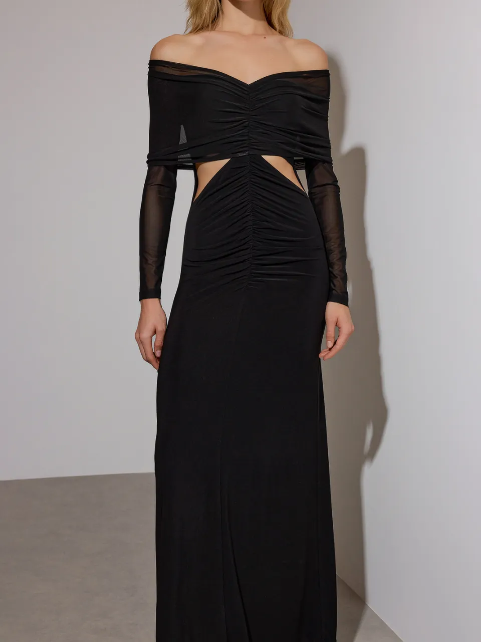Trendyol TRENDYOLMİLLA Dames Zwart Effen Maxi Lang Diploma-uitreiking / Gala Bodycon Jurken, foto 2