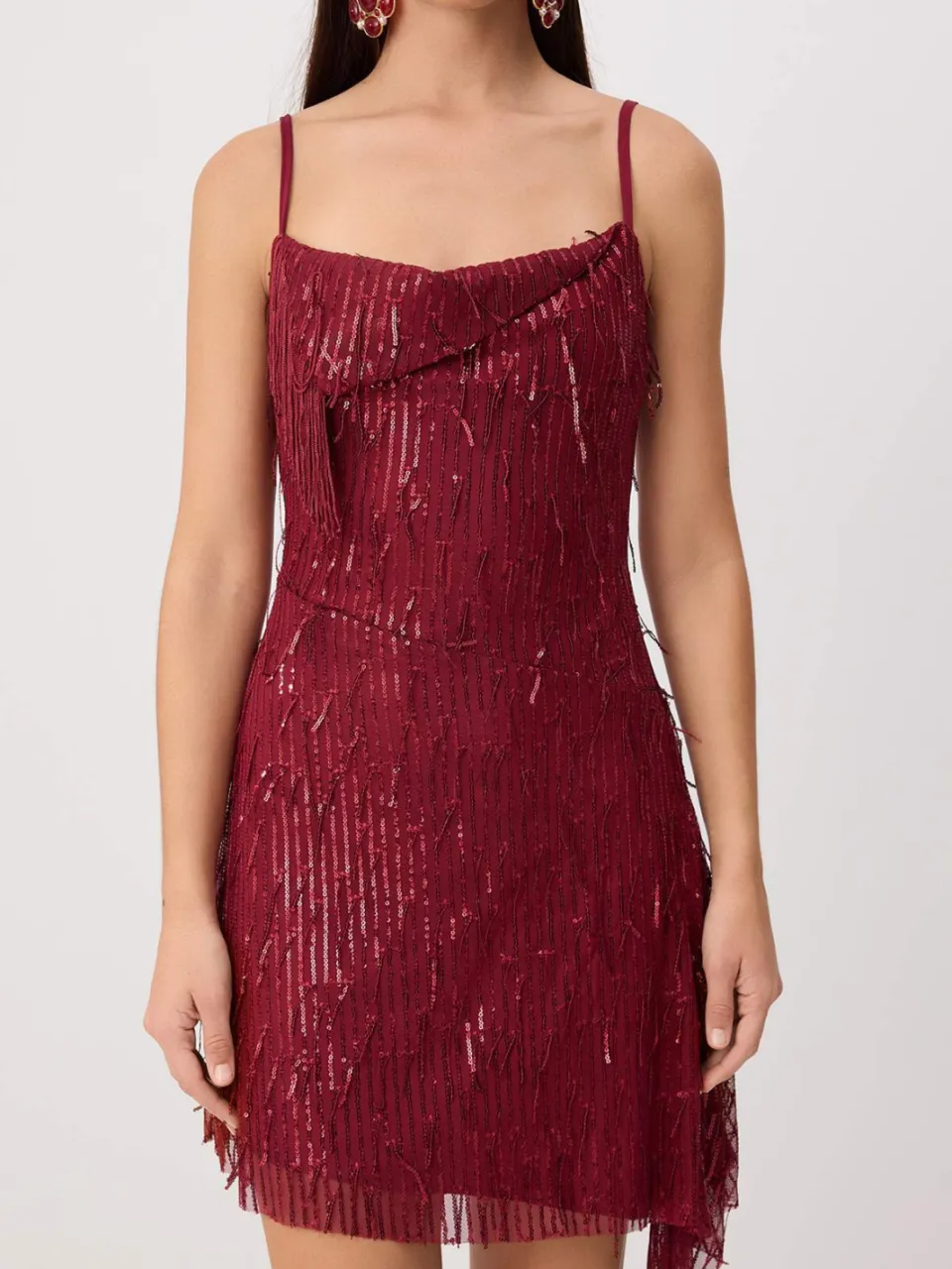 Trendyol TRENDYOLMİLLA Dames Bordeaux Effen Kort / Mini Mouwloos Asymmetrisch Jurken, foto 2