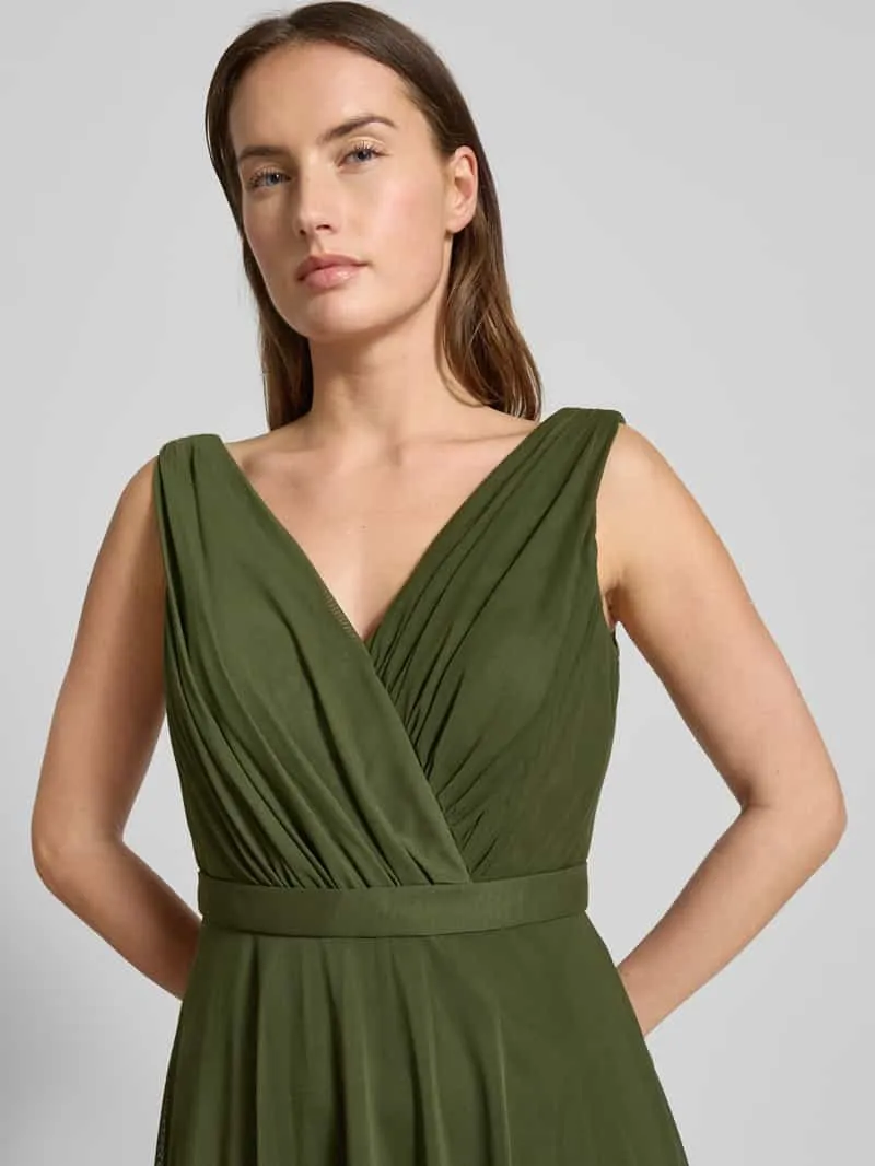 TROYDEN COLLECTION Cocktailjurk met V-hals olijfgroen, foto 5