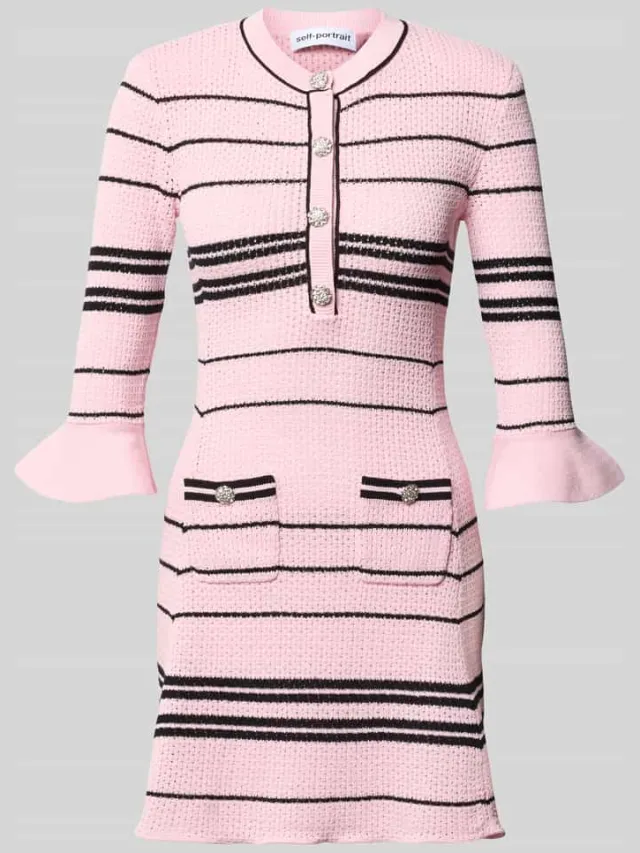 Self-Portrait Slim Fit mini-jurk met linnengehalte felroze, foto 2