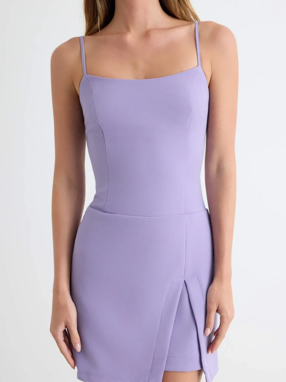Trendyol TRENDYOLMİLLA Dames Paars Effen Kort / Mini Mouwloos Bodycon Jurken, foto 2
