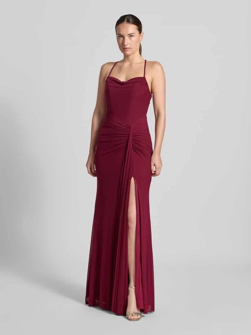 Mascara slim fit avondjurk met plooien Bordeaux