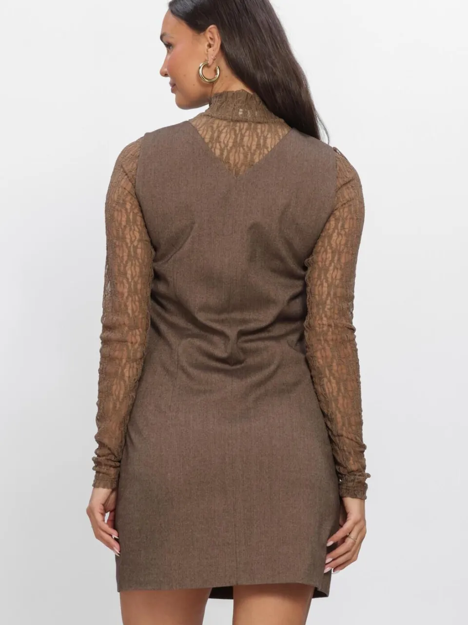 Aaiko Dames Jurken Rivane Tweed Vis 518 - Bruin, foto 3