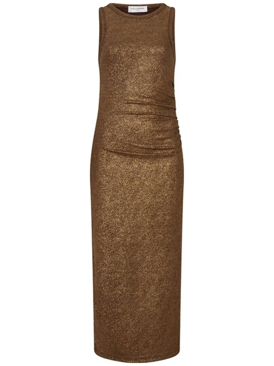 Lofty Manner midi jurk met glitters en split - bruin, foto 2