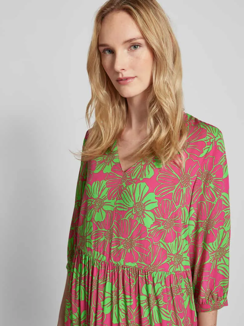 montego Knielange jurk van viscose met bloemenmotief metallic roze, foto 4