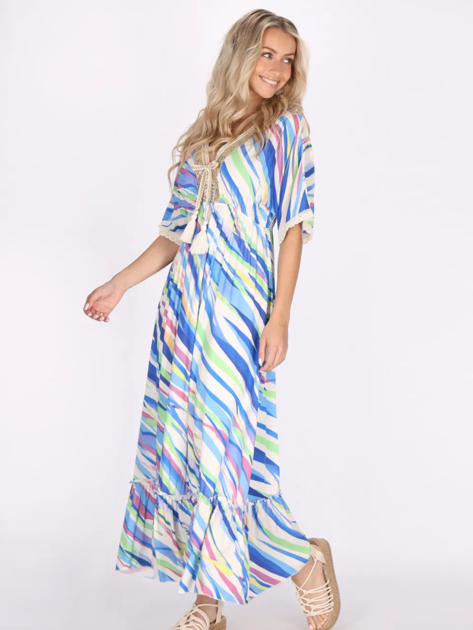 IZIA Jurk Dames Blauw Veelkleurig