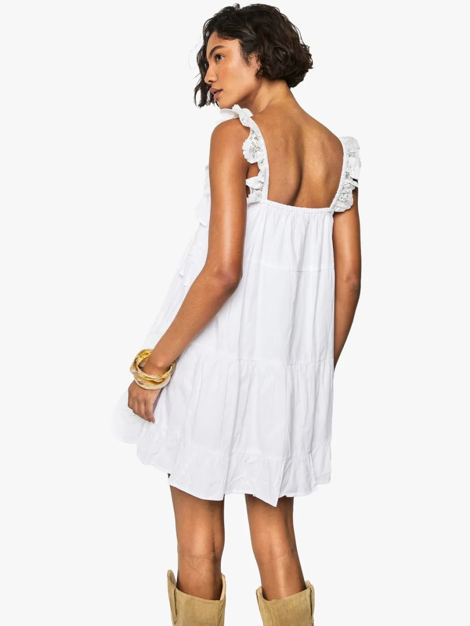 boohoo Dames Hoge kanten mini-jurk met volantjes wit, foto 3