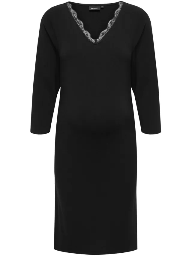 Only OLMLOUISE LACE 3/4 V-NECK ABK DRESS JRS - Dames - Mini jurken Black