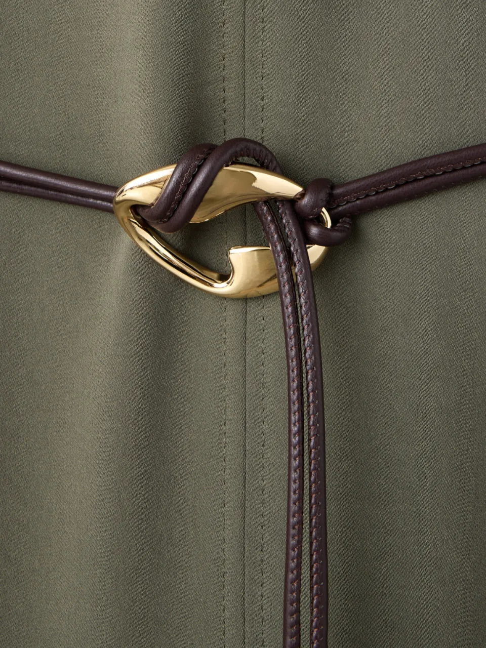 Mango midi jurk met ceintuur - kaki, foto 7