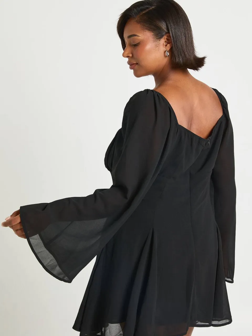 boohoo Dames Plus Chiffon Godet Skater zwart, foto 2