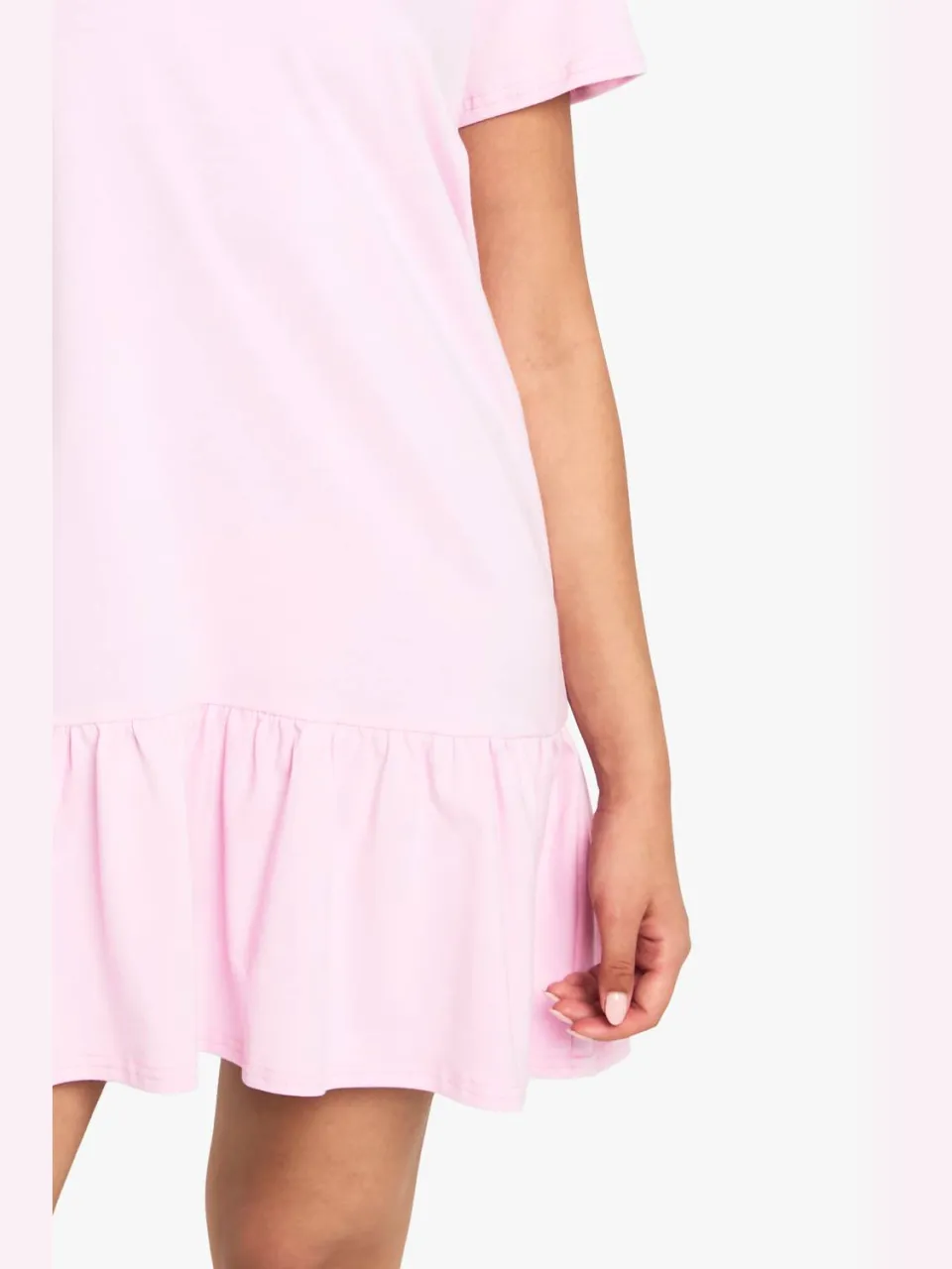 boohoo Dames Katoenen smockjurk met ruches en verlaagde zoom baby roze, foto 4