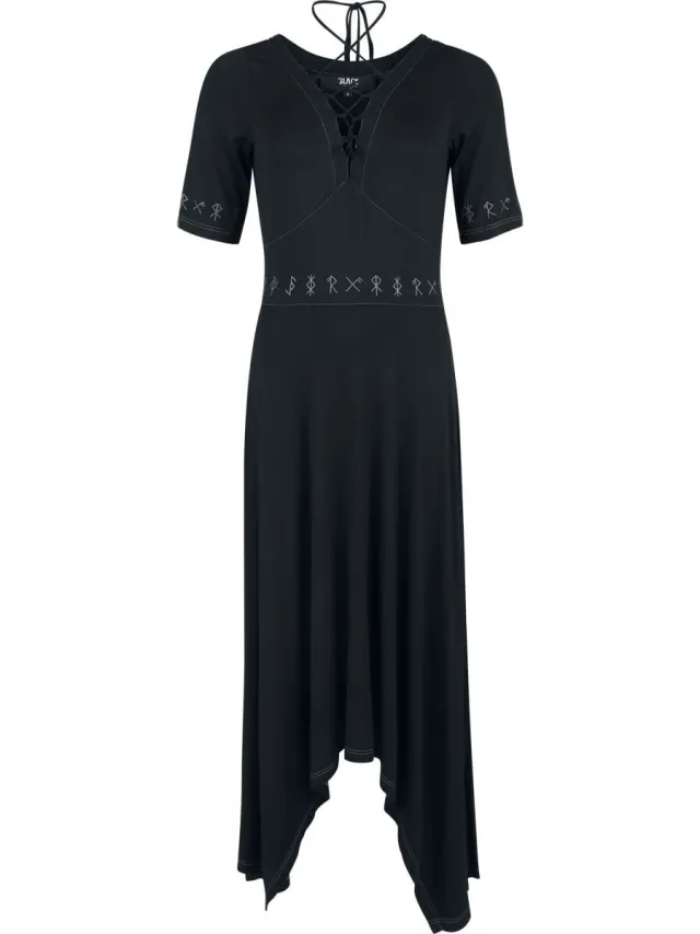 Black Premium by EMP Lang zwart jurkje met veters - Dames
