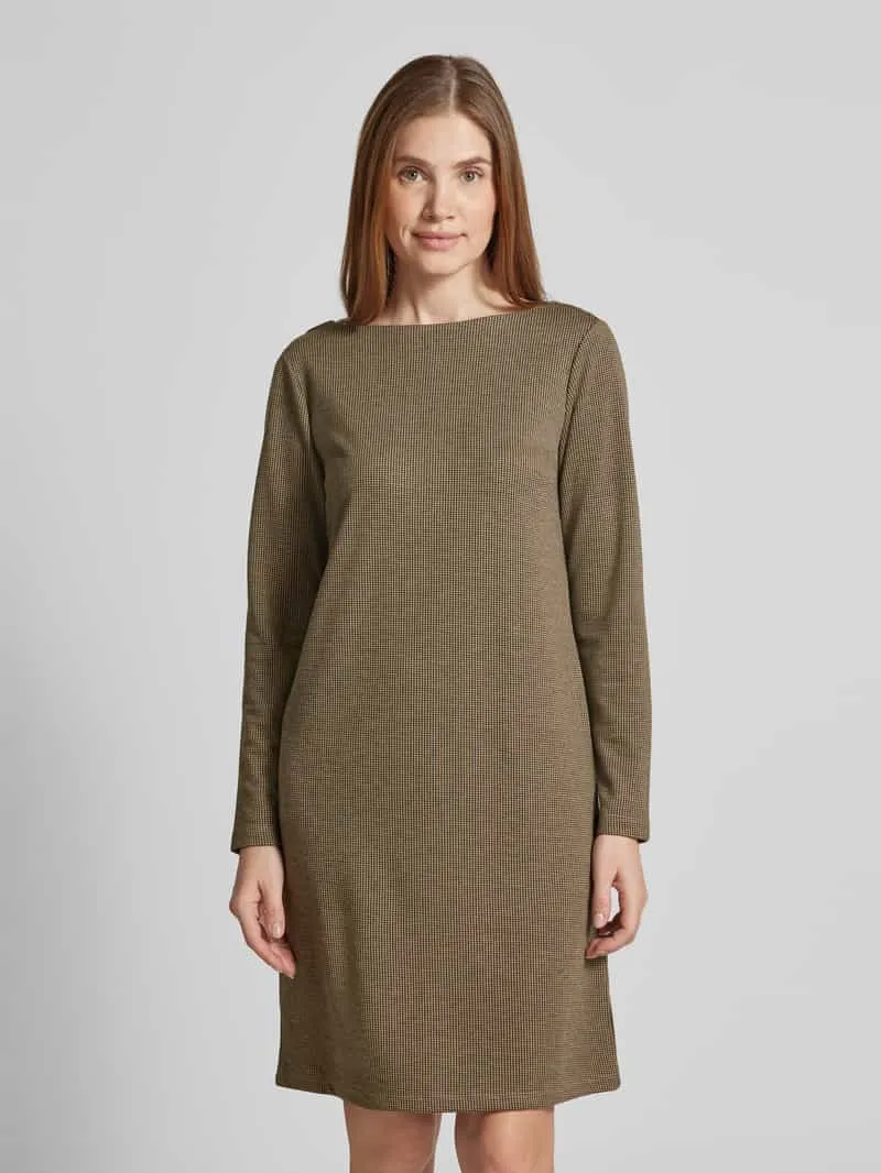 Tom Tailor Mini-jurk van jacquard met pied-de-poule en boothals Beige