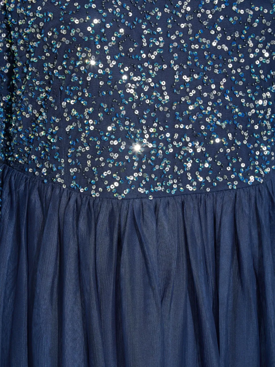 Luxe: Ultimate Embellishment Luxe Maxijurk Met Lovertjes In Donkerblauwsize 46 blauw, foto 5