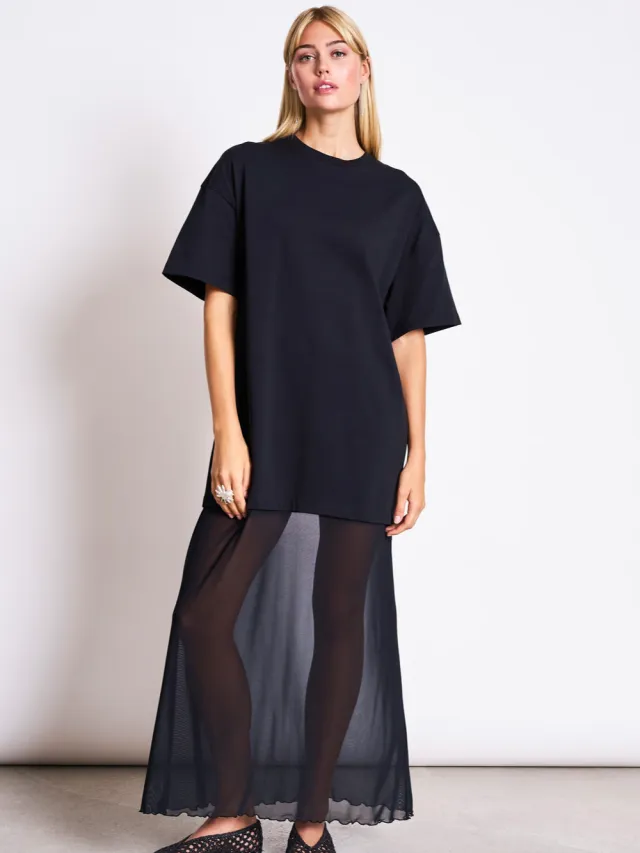 JAN N JUNE dames vegan Jurk Lacerta Mesh Jersey Zwart