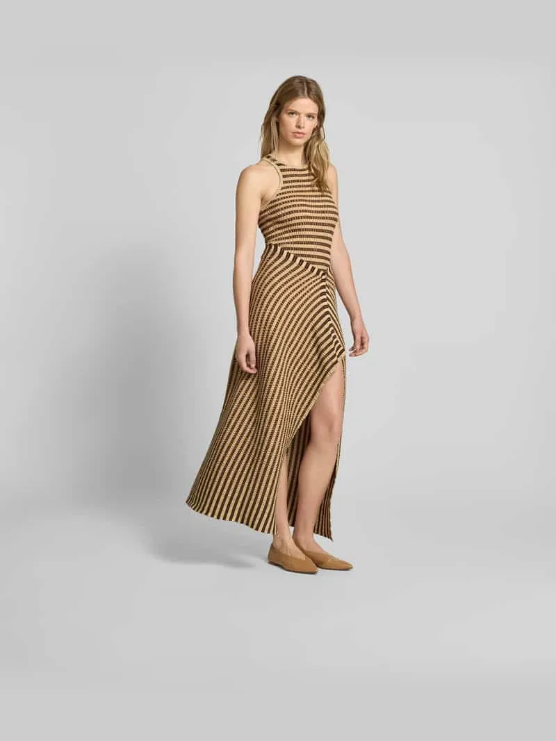 Nanushka Maxi-jurk met ribboorden lichtbruin, foto 3