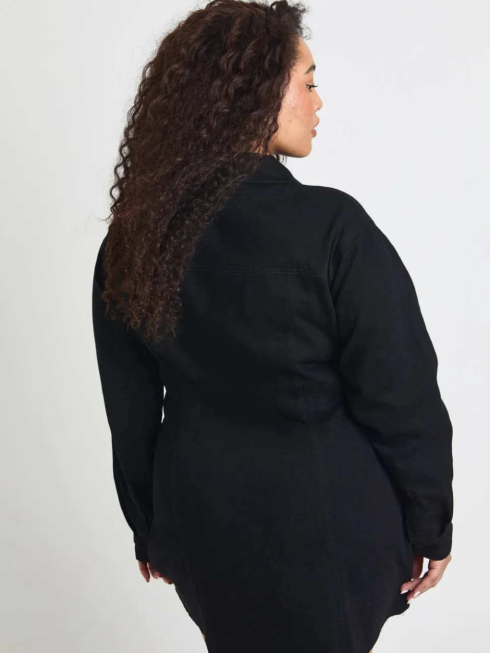 boohoo Dames Plus Denim Doorknoop Jurk, foto 2