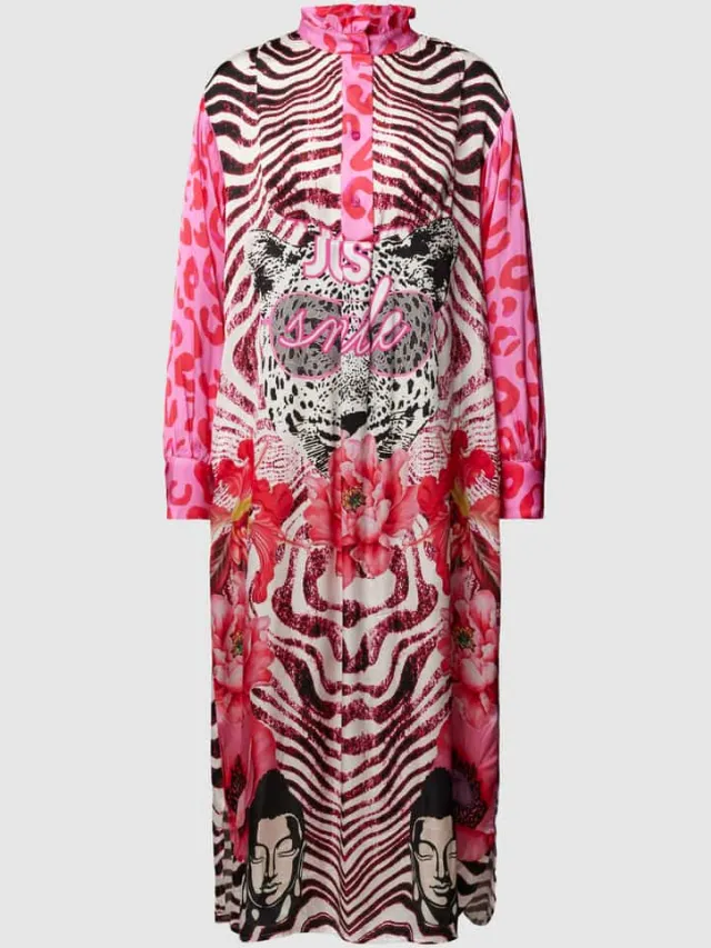 miss goodlife Midi-jurk van pure viscose, model 'Just Smile' felroze, foto 2
