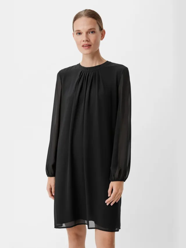 Comma female - Chiffon jurk met plooien zwart