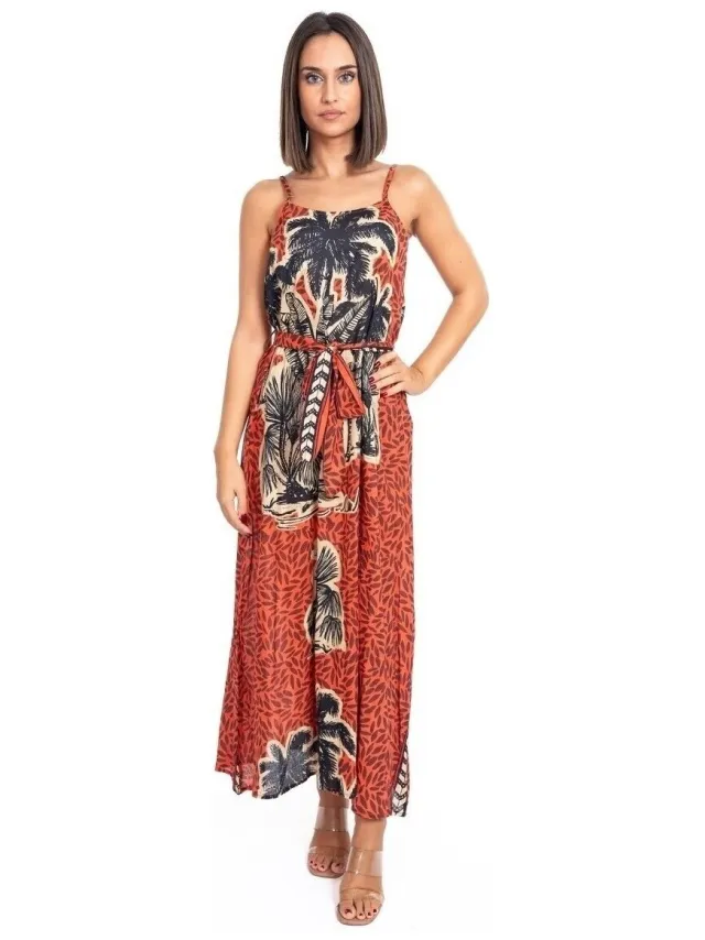 Isla Bonita By Sigris Lange Jurk Isla Bonita By Sigris Lange Midi-Jurk Rood