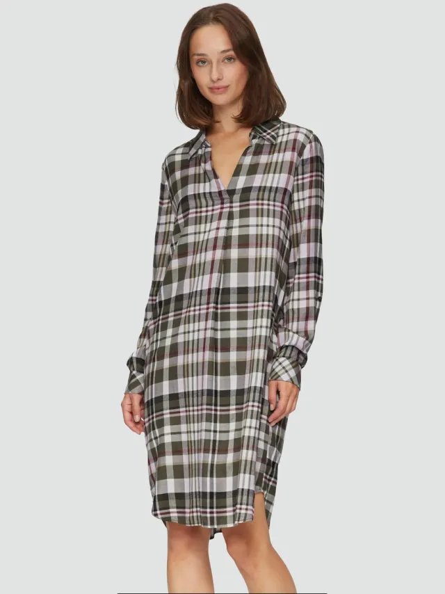 S.Oliver female - Viscose jurk met afgeronde zoom olijfgroen