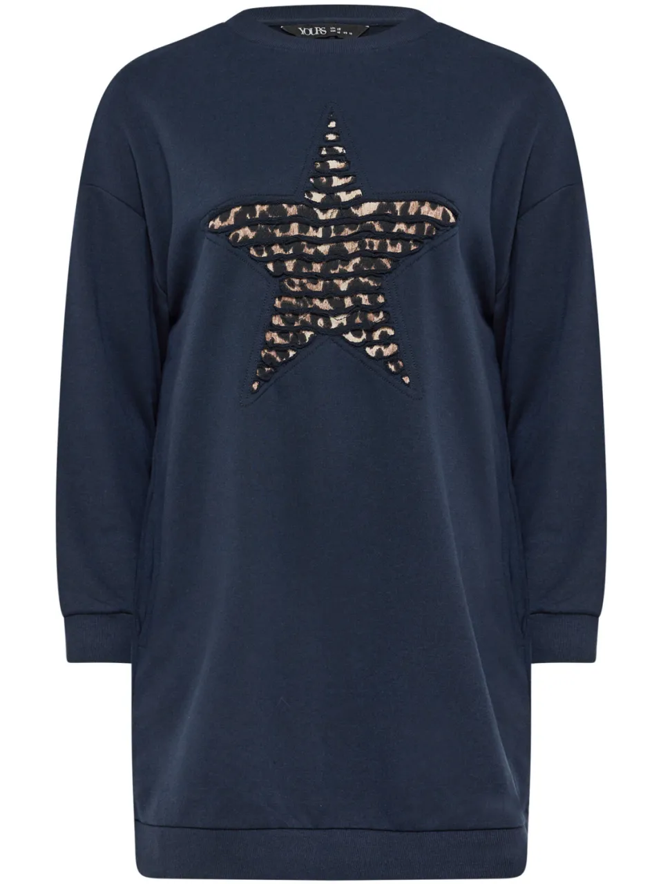 Yours Marineblauwe Luipaardsterren Sweatshirtjurk-60, foto 3