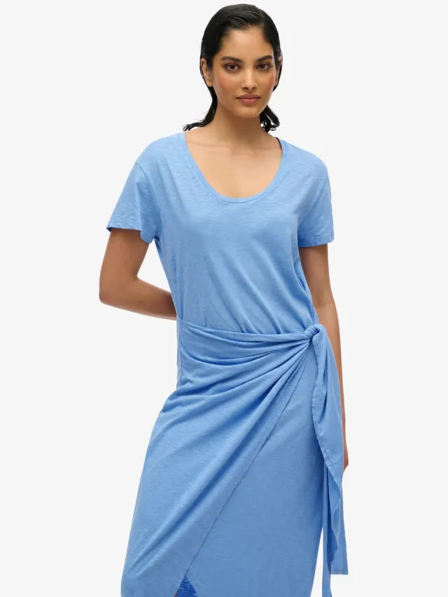 Superdry SLUB MIDI WRAP DRESS Dames Jurk bluebell