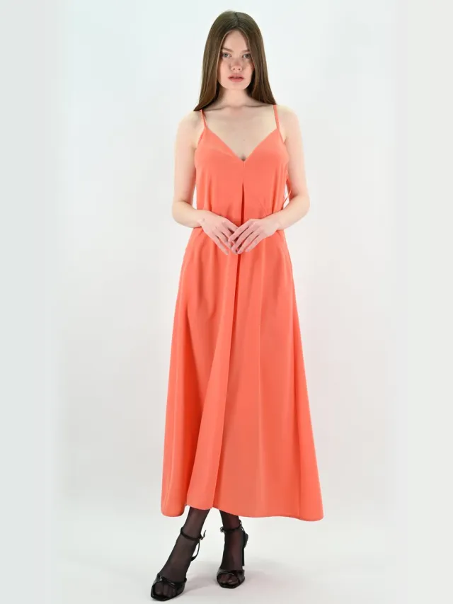 YESMOOI Maxi Slip Dress - Koraal - Maxi Jurk - XXL (44) Oranje