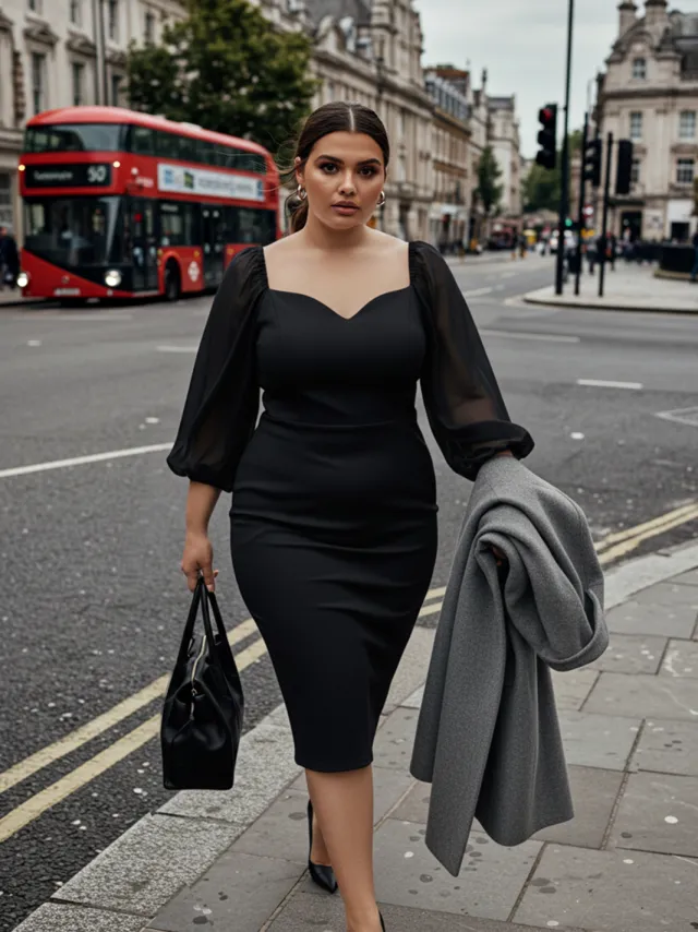 Trendyol Curve Dames Zwart Effen Midi Lang Stijlvol/Avond Bodycon Grote maten Jurk