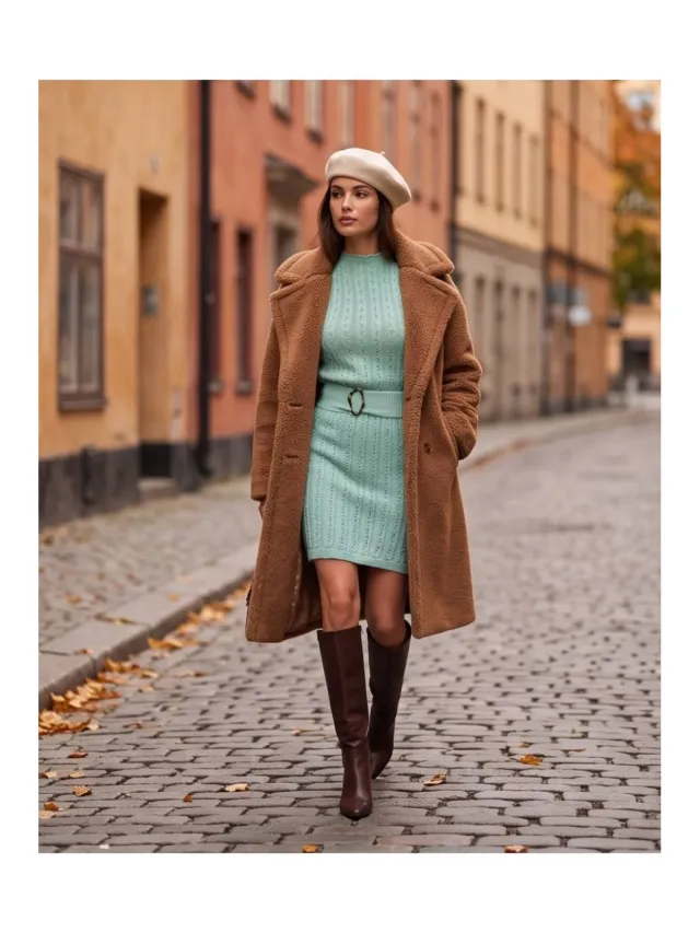 RYVAN Gebreide jurk Mint