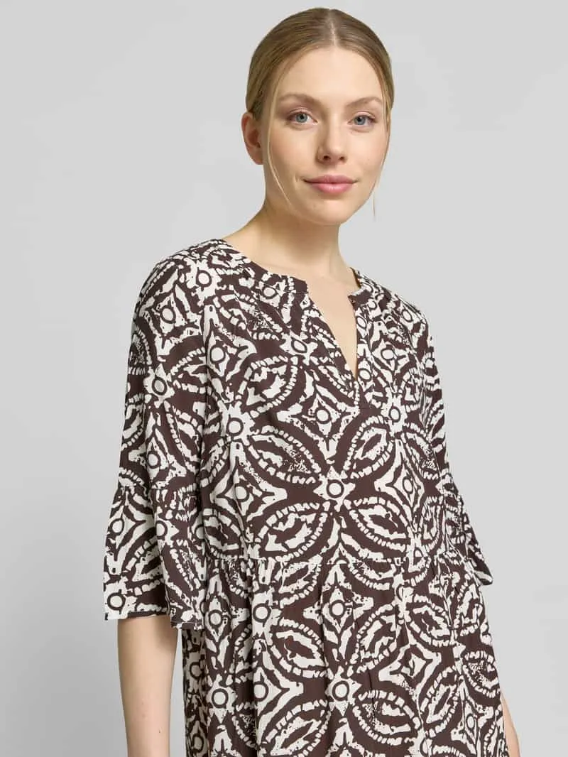 Christian Berg Woman Selection regular fit mini-jurk van 100% viscose met tegelprint donkerbruin, foto 5