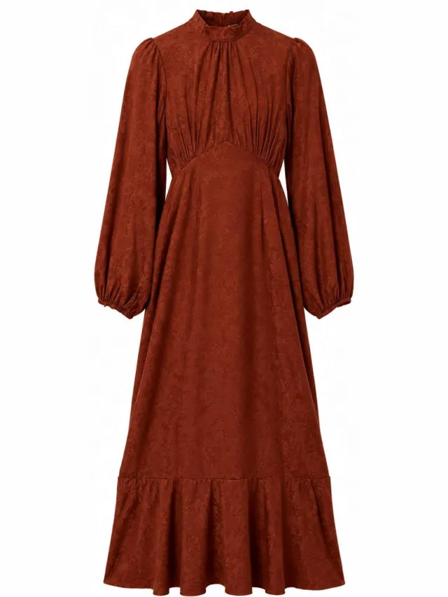 Trendyol Modest Dames Bloemen Maxi Lang Recht Modest Jurken Bruin