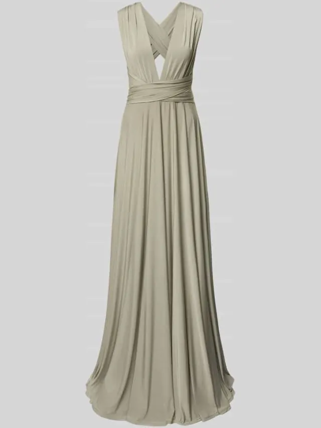 Rose Avenue maxi-jurk met diepe v-hals olijfgroen, foto 2