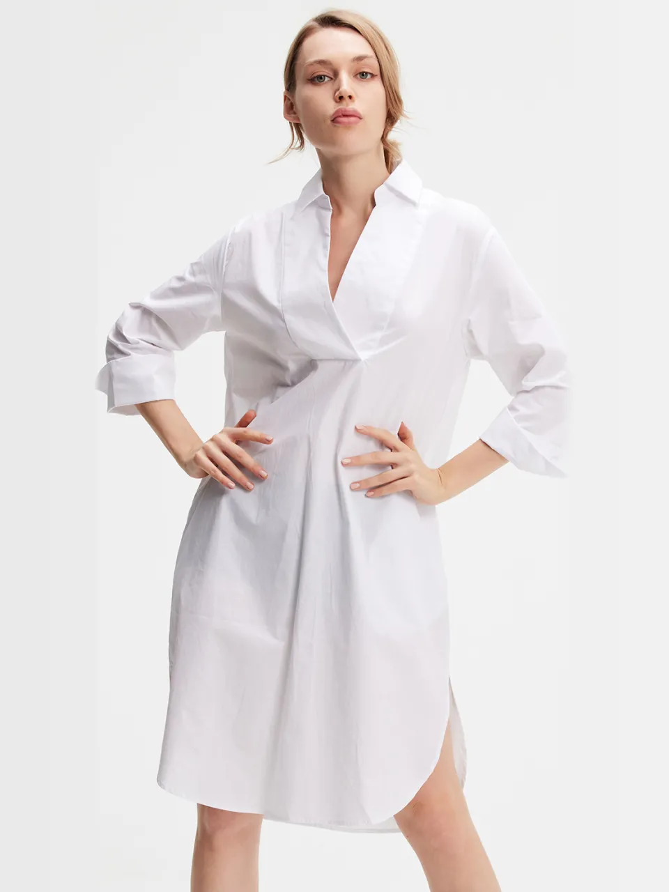 S&J Weekends Minimalistisch katoenen shirtjurk wit, foto 2