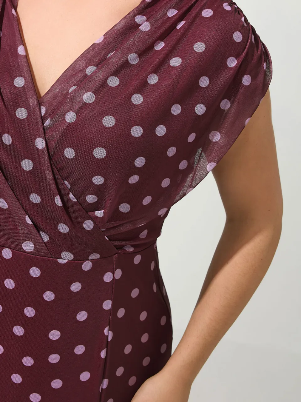 Yours London Paarse Wikkeljurk Met Polkadots En Godetzoom, foto 4