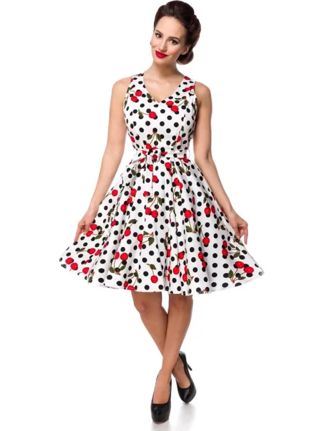 Belsira Swing Dames Midi-jurk - zwart/wit zwart;wit