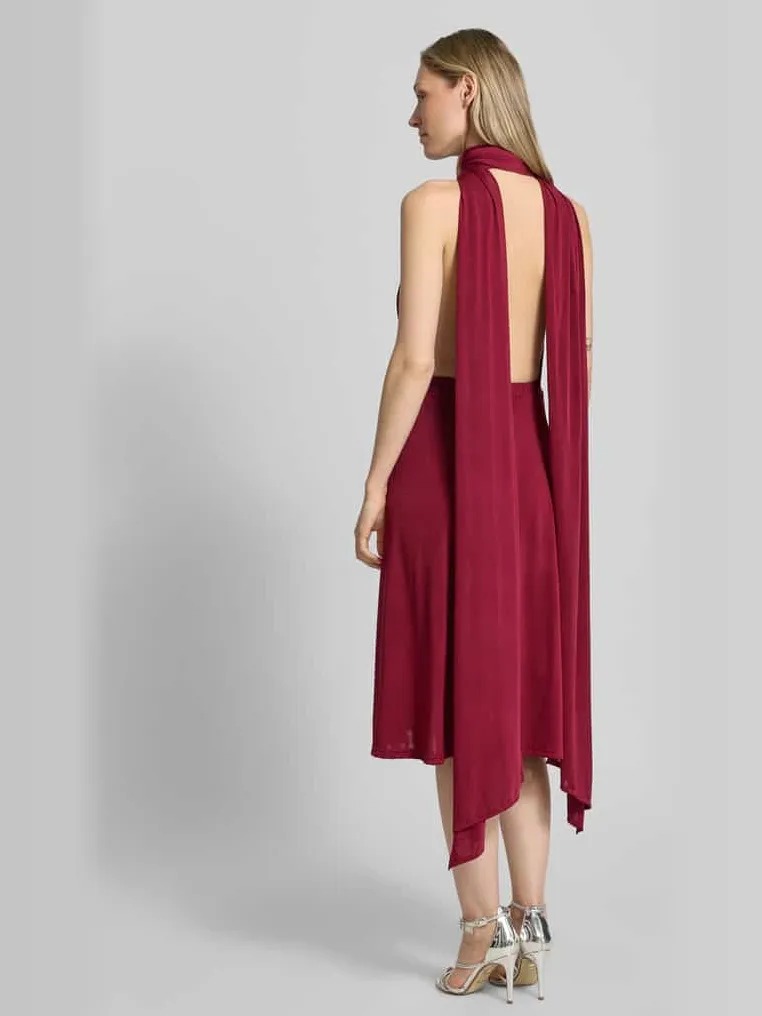Rose Avenue Knie-lange cocktailjurk met diepe V-hals bordeaux, foto 3