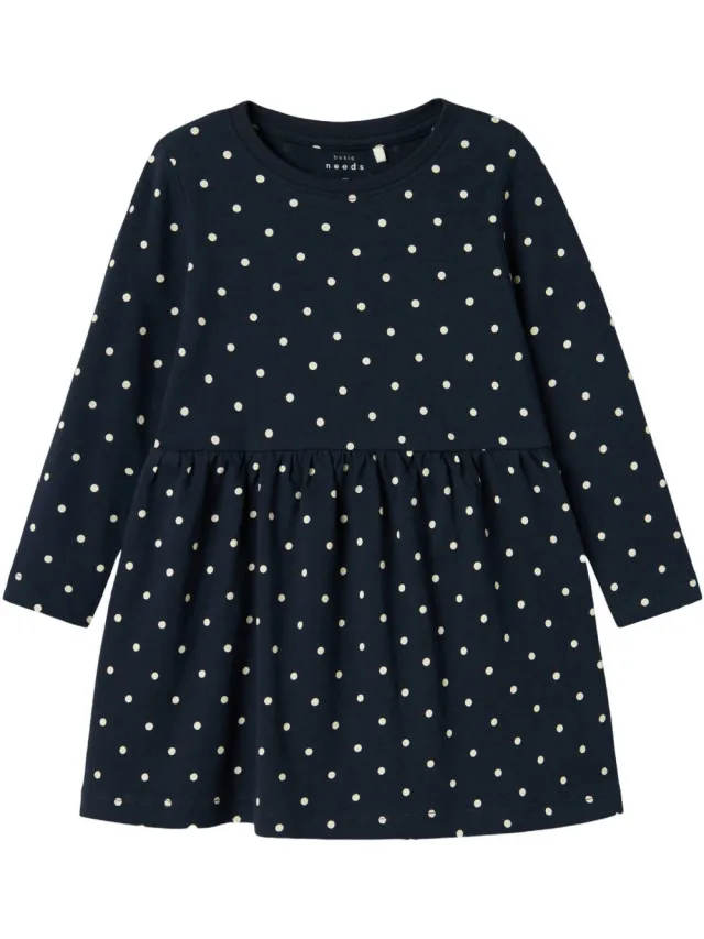 NAME IT mini jurk met stippen donkerblauw wit, foto 2