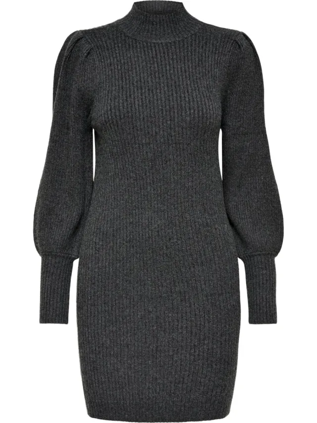 Only ONLKATIA L/S DRESS KNT NOOS Dames Jurk dark grey melange