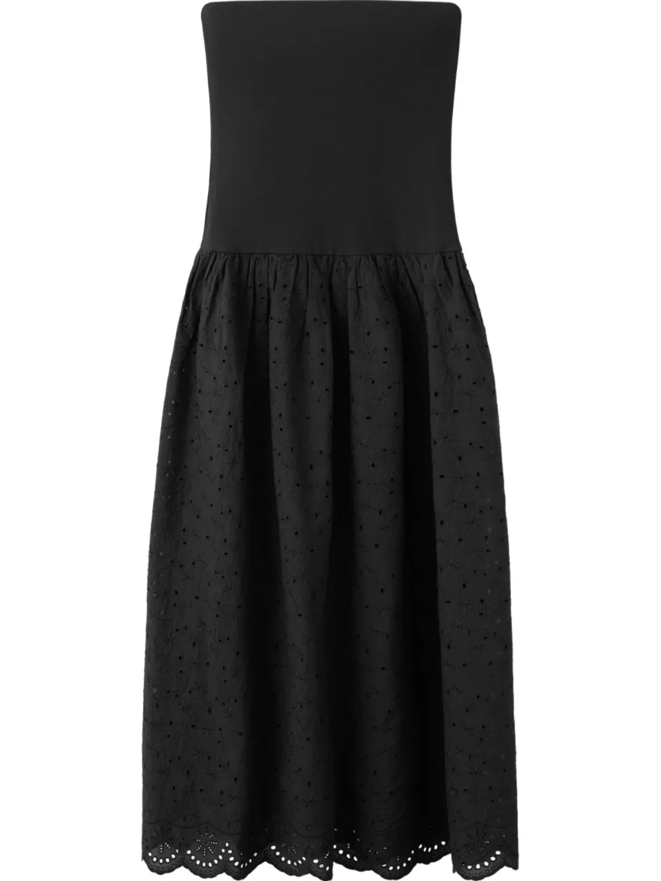 Mango strapless broderie maxi jurk - zwart, foto 2