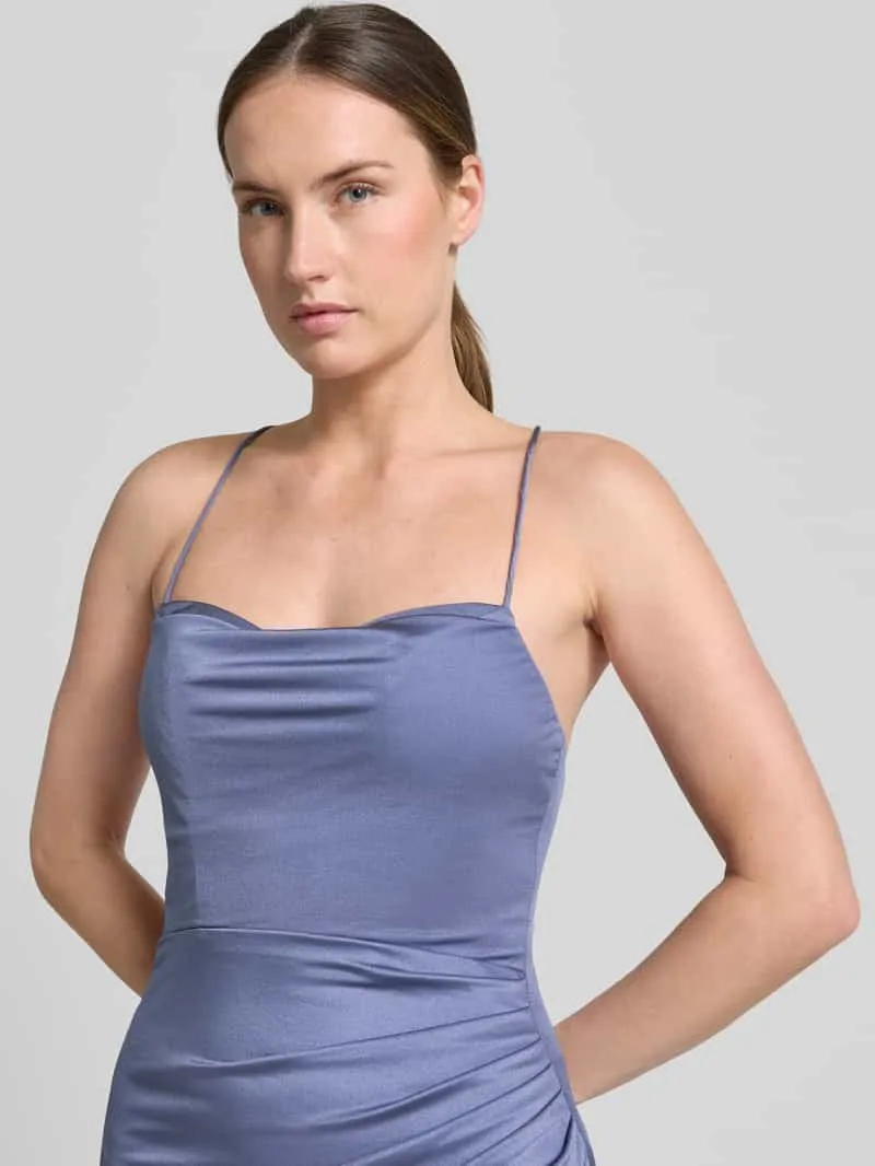 Laona slim fit avondjurk met plooien blauw, foto 3