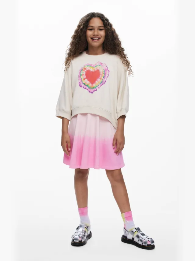 Desigual sweatjurk met pailletten ecru Ecru/roze