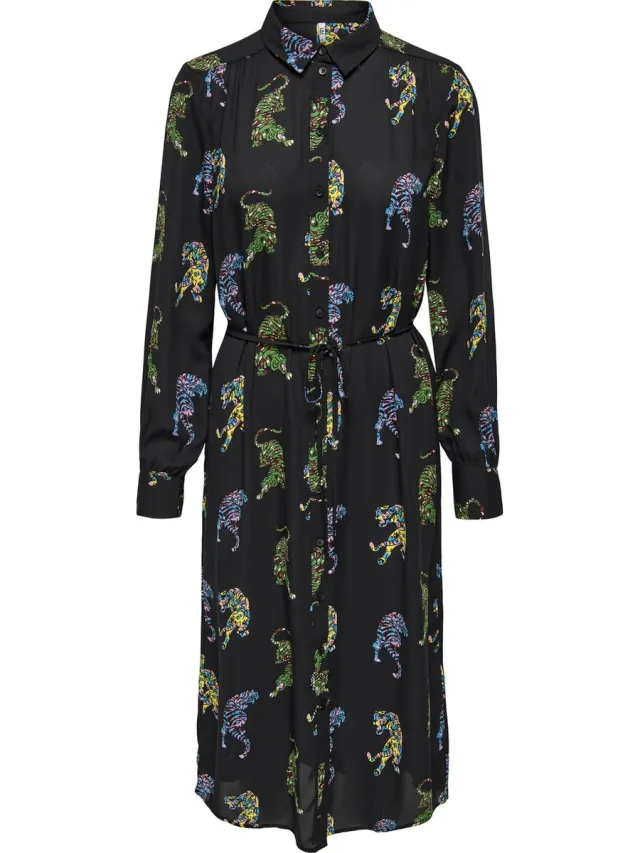 JDY JDYMOCCA L/S MIDI DRESS WVN Dames Jurk Black