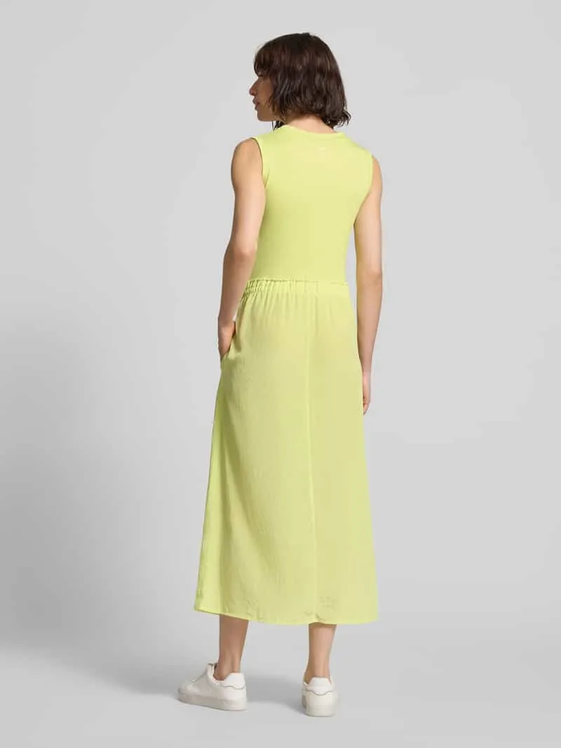 Marc Cain maxi-jurk met trekkoord bij de taille neongeel gemêleerd, foto 4