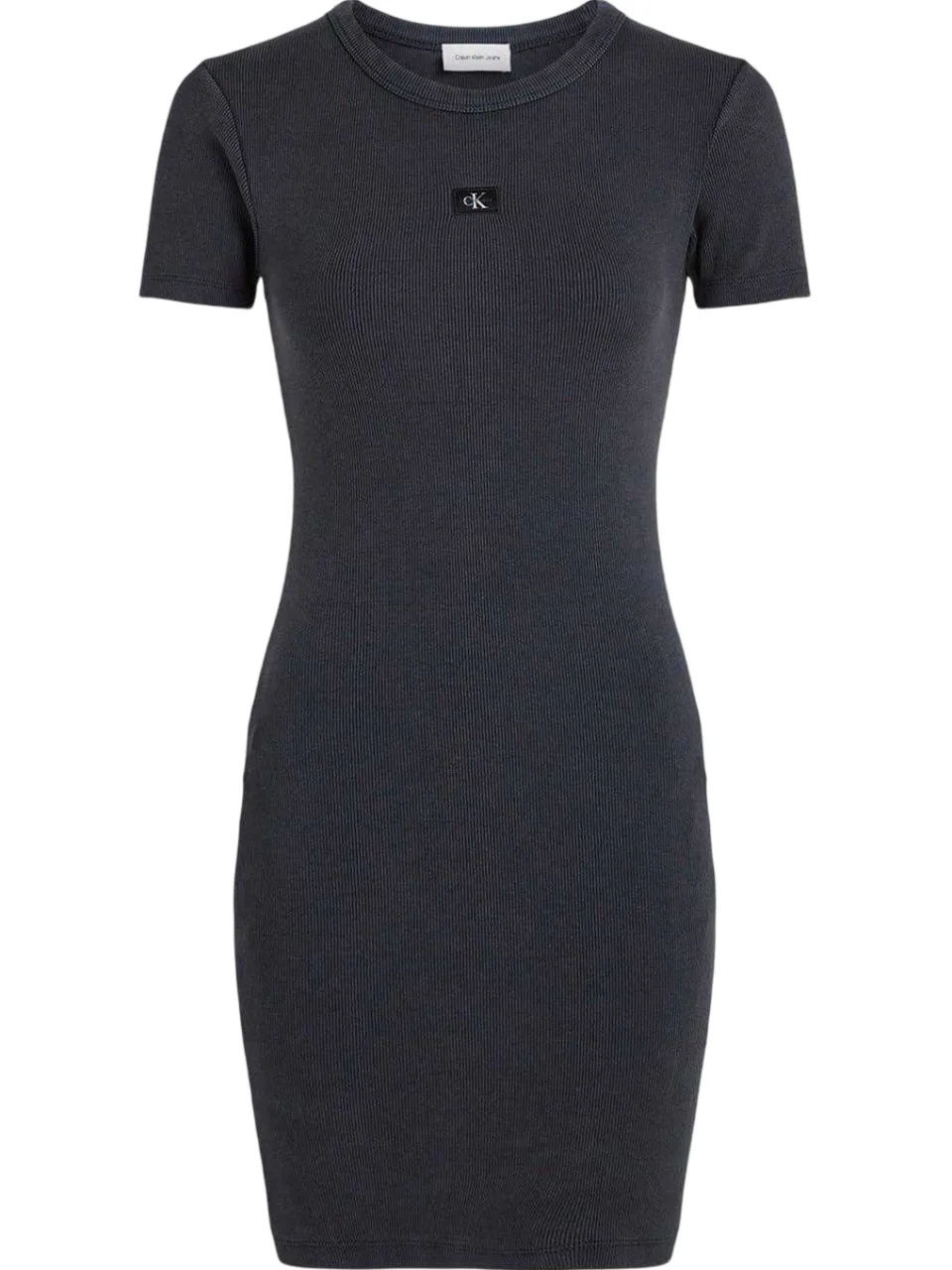 Calvin Klein Dames: geribbelde skinny mini-jurk met logo (Gewassen Zwart), foto 2