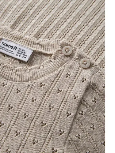 NAME IT gebreide A-lijn babyjurk beige, foto 4