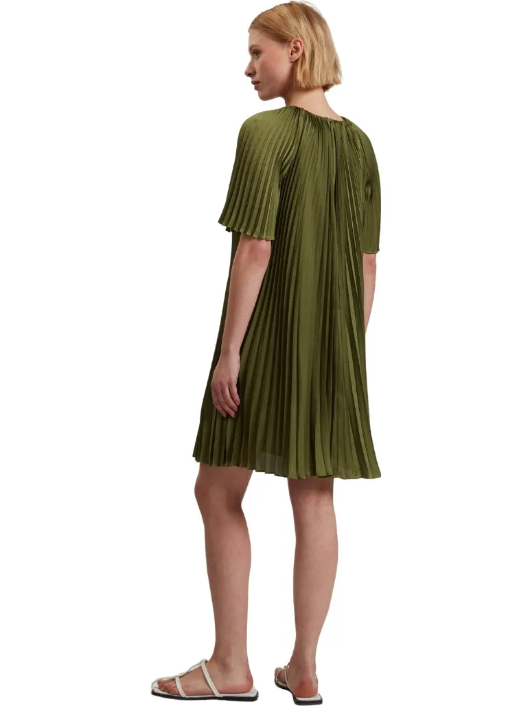 Ted Baker Vinlaa Mini-jurk Met Korte Mouwen En Plooien, Groen Olijfgroen