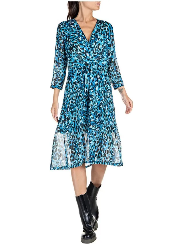 Replay W9680.000.73604.010 Jurk Met 3/4 Mouwen Blauw XS Vrouw